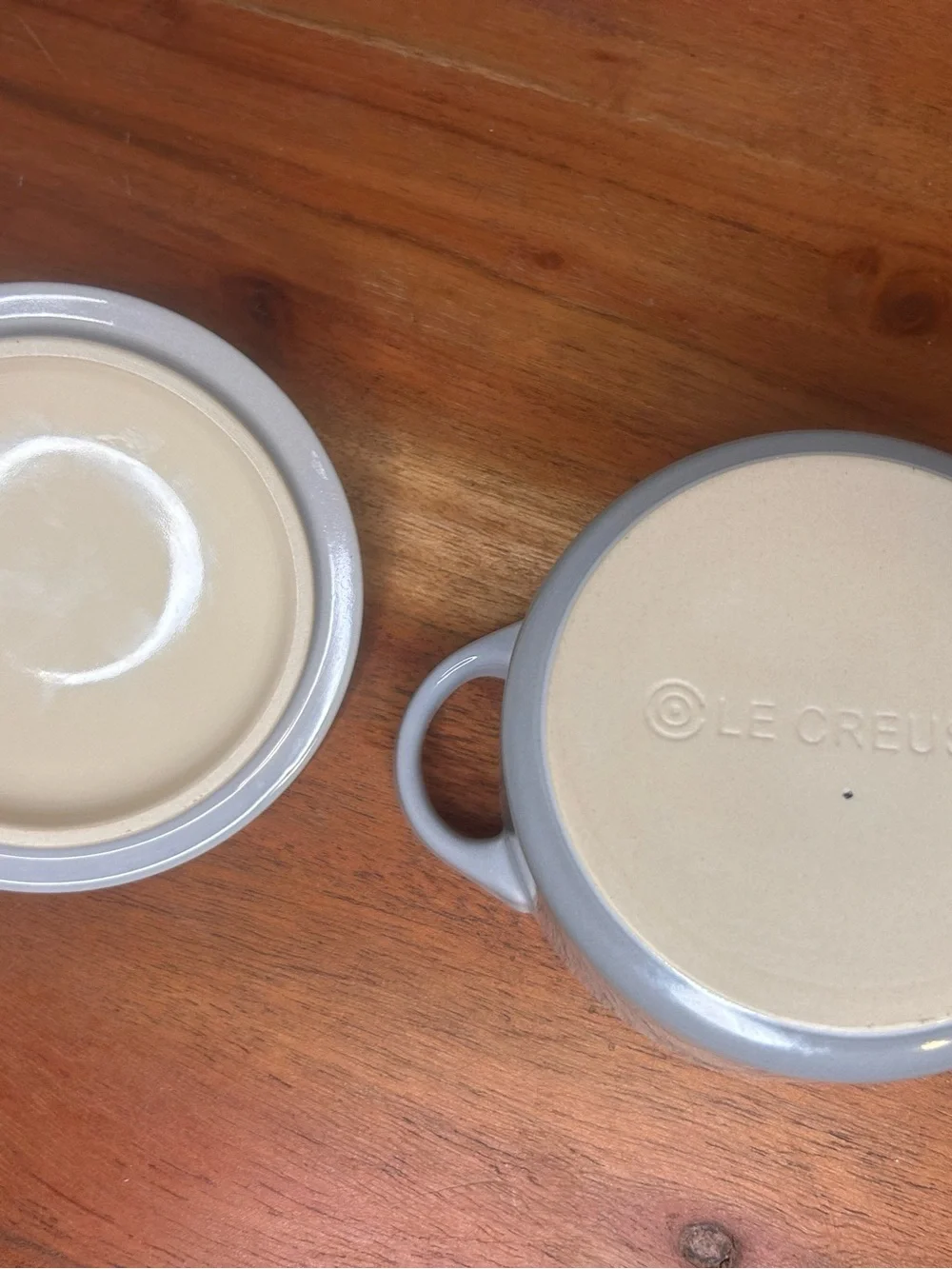 Le Creuset Light Gray Mini Cocotte with Lid